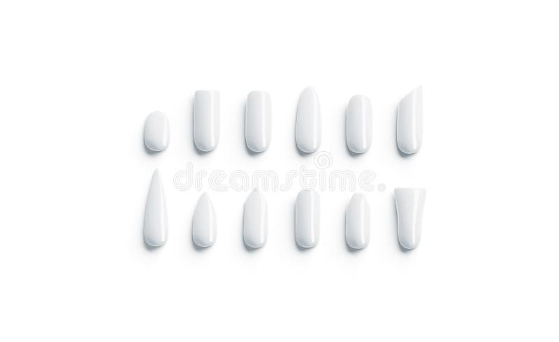 Blank White Artificial Nails Shape Type Mockup Set Top View Stock Illustration Illustration Of Manicured Manicurist 129570518