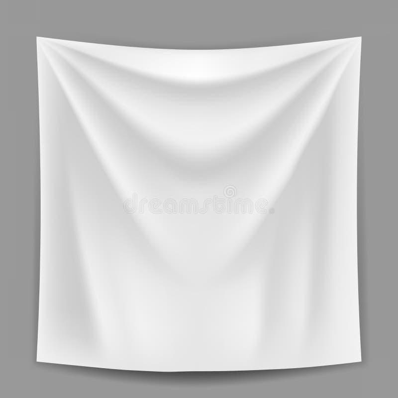 Blank White Banner Hanging on the Grey Wall Template Stock Vector