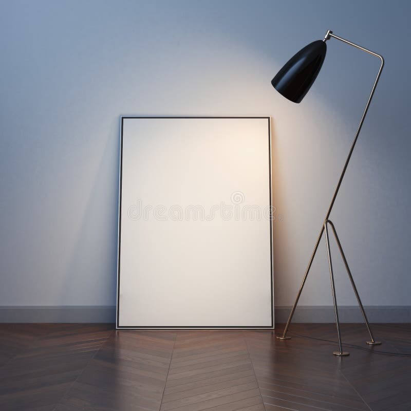 Blank white canvas on the wood floor. 3d rendering royalty free stock image Blank white canvas on the wood floor. 3d rendering royalty free stock image