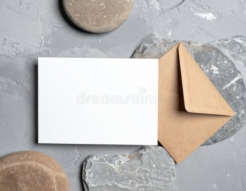 Blank White Card and Brown Envelope Mockup lizenzfreie abbildung