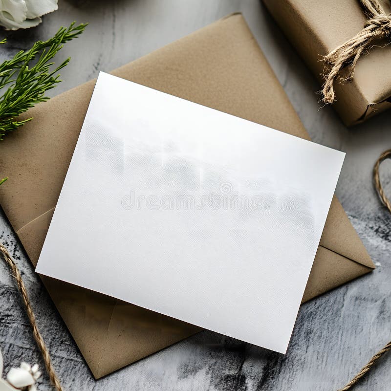 Blank White Card Mockup on Brown Envelope vektor abbildung