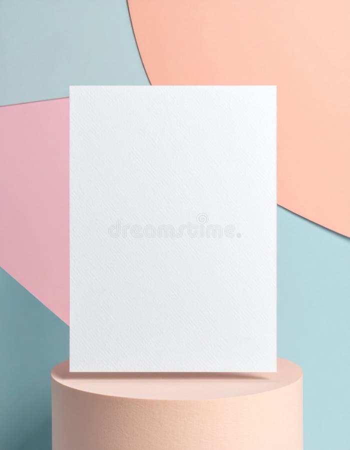 Blank White Card Mockup on Pastel Background vector illustration