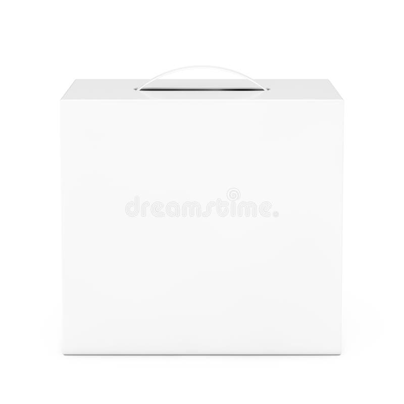 Download Blank White Cardboard Box Mockup With Plastic Handle. 3d ...