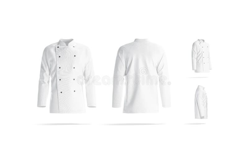 Blank White Chef Jacket With Buttons Mockup Different Views Stock Illustration Illustration Of Cooker Costume 179861493