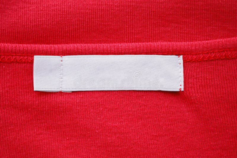 Blank White Clothes Tag Label on New Red Shirt Stock Image - Image of ...