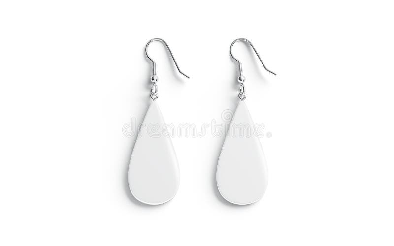 Blank white drop earring pair mockup lying, top view stock illustration
