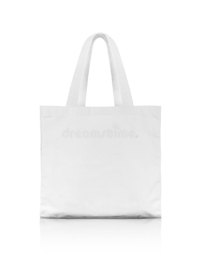 Blank White Fabric Canvas Shopping Bag Isolated on White Stock Photo