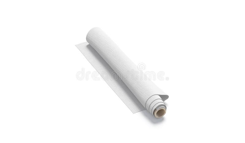 Blank white fabric twisted in roll mockup, side view vector illustration