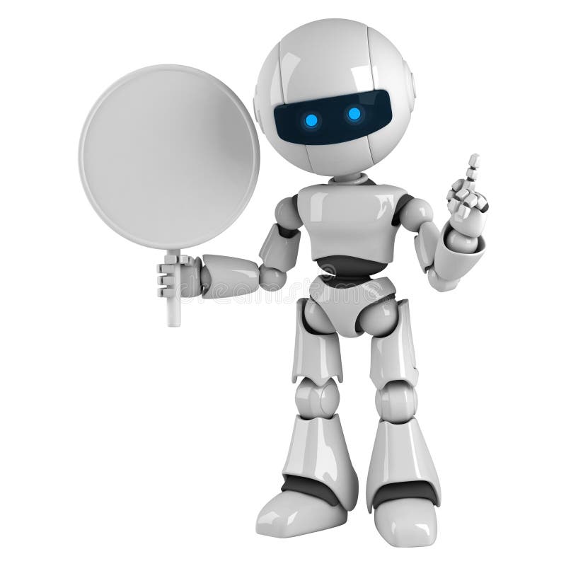 Blank white för robotteckenstay royaltyfri illustrationer