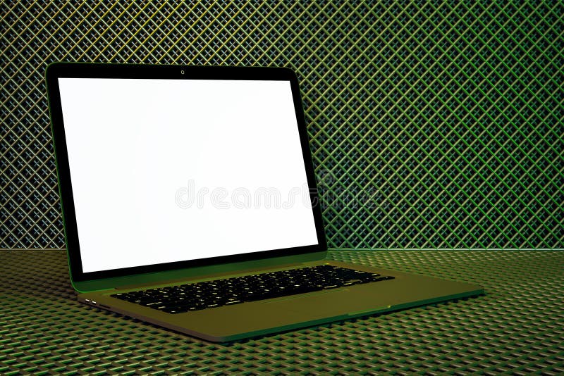 Blank white laptop screen on gradient background. Mock up, 3D Rendering