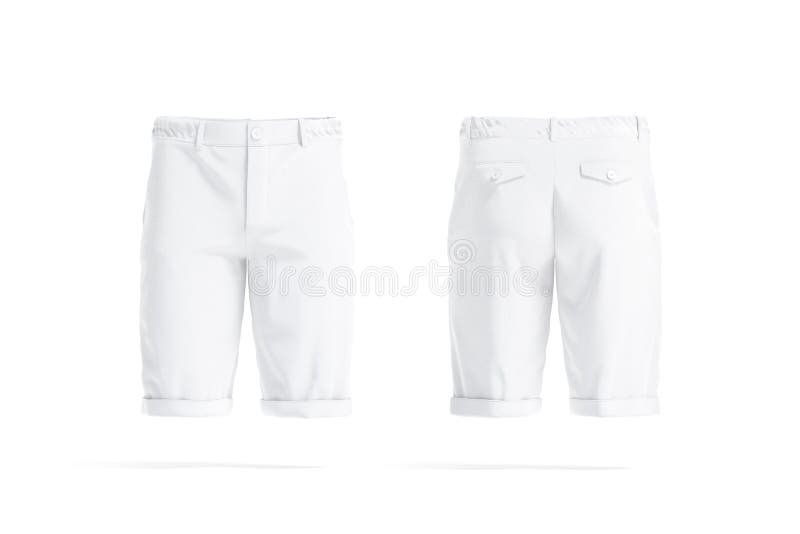 Blank White Men Shorts Mockup, Front and Back View Stock Illustration ...