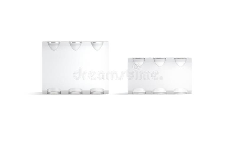 Blank white 300ml and 500ml six can cardboard pack mockup vector illustration