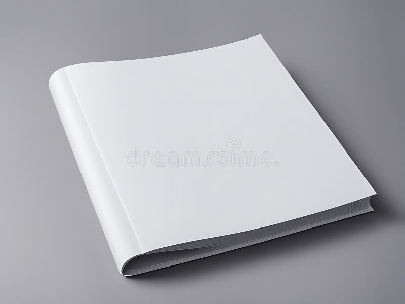 Blank white notebook on gray background, high-quality paper, creative writing, note taking, journaling, minimalist design royalty free illustration