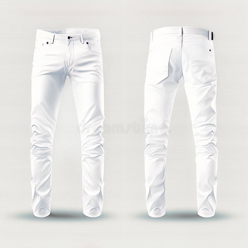 Blank White Pants Mockup Template Front and Back, Generative AI Stock ...