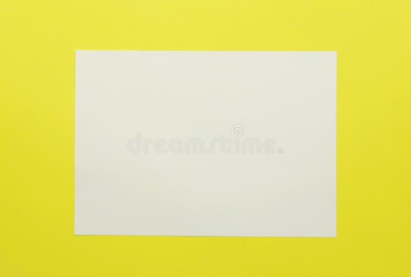 Blank White Paper on Yellow Art Paper Background Stock Image Image of