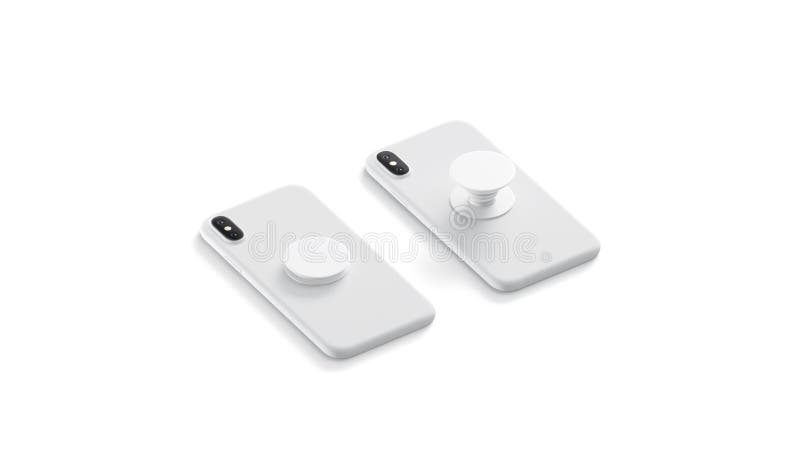 Blank White Phone Pop Sockets Sticked On Smartphones Mockups Stock Illustration Illustration Of Clip Circle 147498229