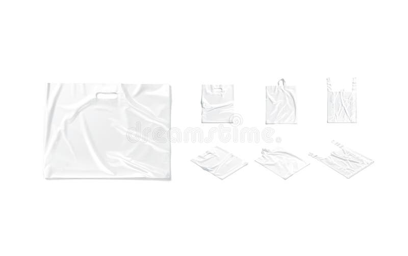 Shiny white plastic bag mockup transparent png