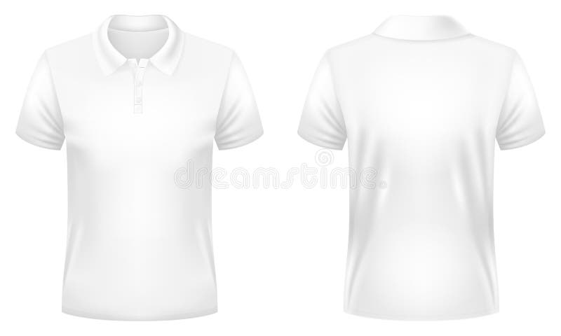 Blank White Polo Shirt Template. Front and Back Views. Vector ...