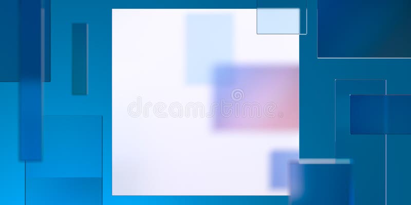 Blank white poster near glossy and matte squares. 3d rendering. abstract background vector illustration