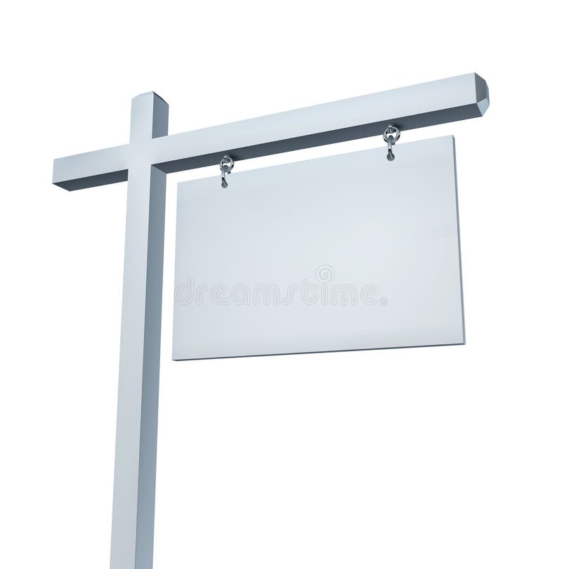 Blank White Real Estate Sign vector illustration