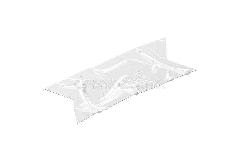 Blank white rectangle cut adhesive crumpled tape mockup, side view vector illustration