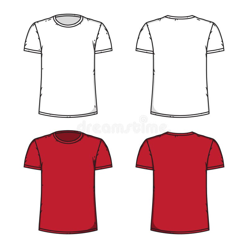 Download Blank White And Red T-shirt Template. Front And Back. Stock Vector - Illustration of back ...