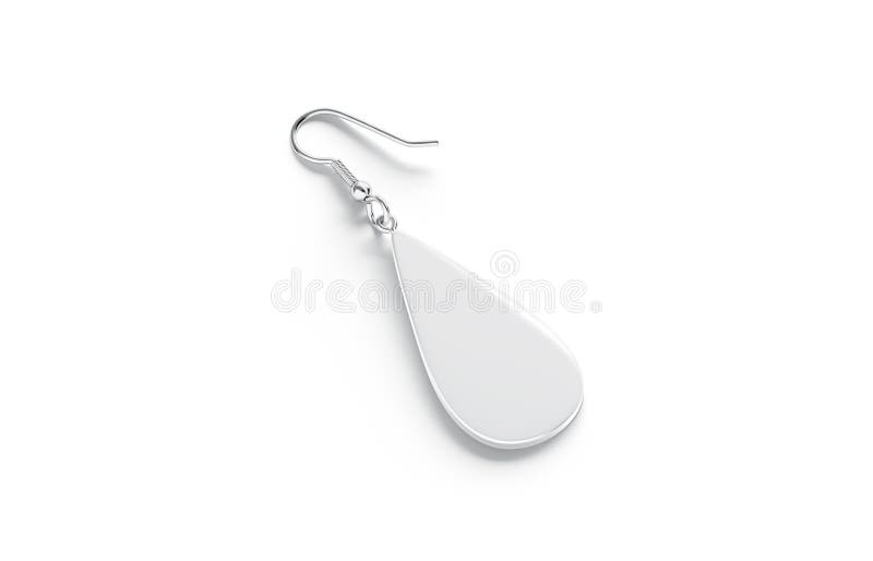 Blank white single drop earring mockup lying, side view stock illustration