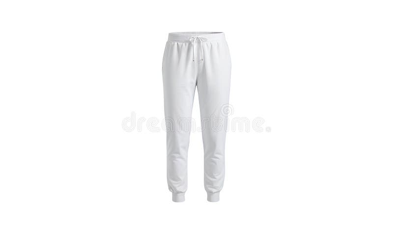 White Sports Trousers For Mens 2026.Blank White Sport Pants Mockup, Front View. Stock Photo - Image of ...