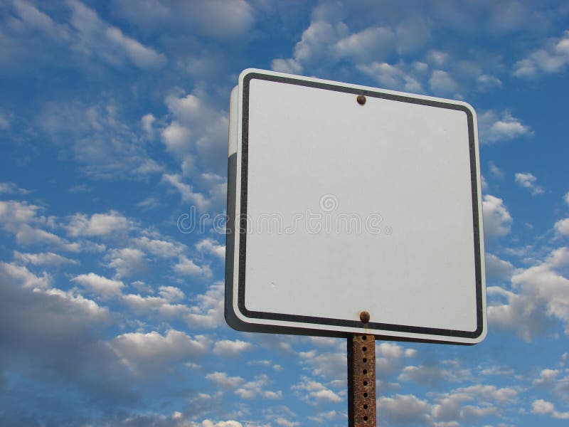 Blank white street sign