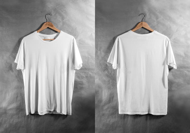 Download Blank White T-shirt Front Back Side View Hanger, Design Mockup Stock Image - Image of label ...