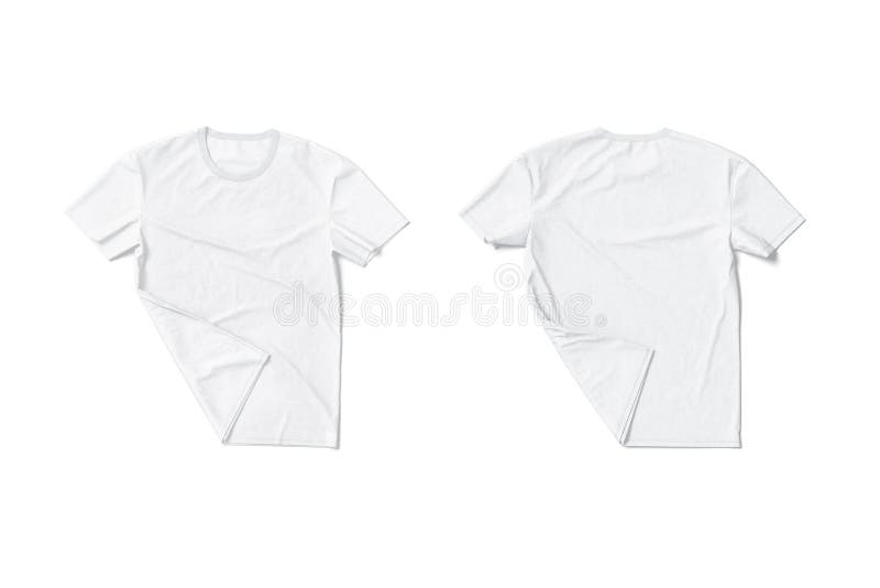 Blank White T-shirt Mockup Flat Lay, Front Back, Top View Stock ...