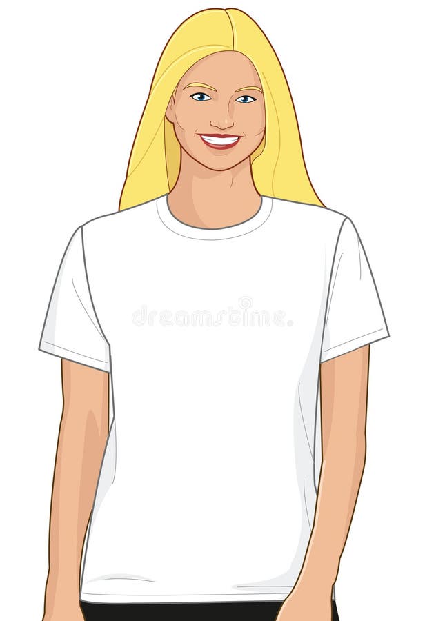 Blank White T-shirt Model Woman 1