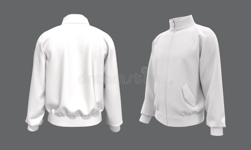 Blank White Tracktop Jacket Mockup Front and Back Stock Illustration -  Illustration of realistic, front: 200863831