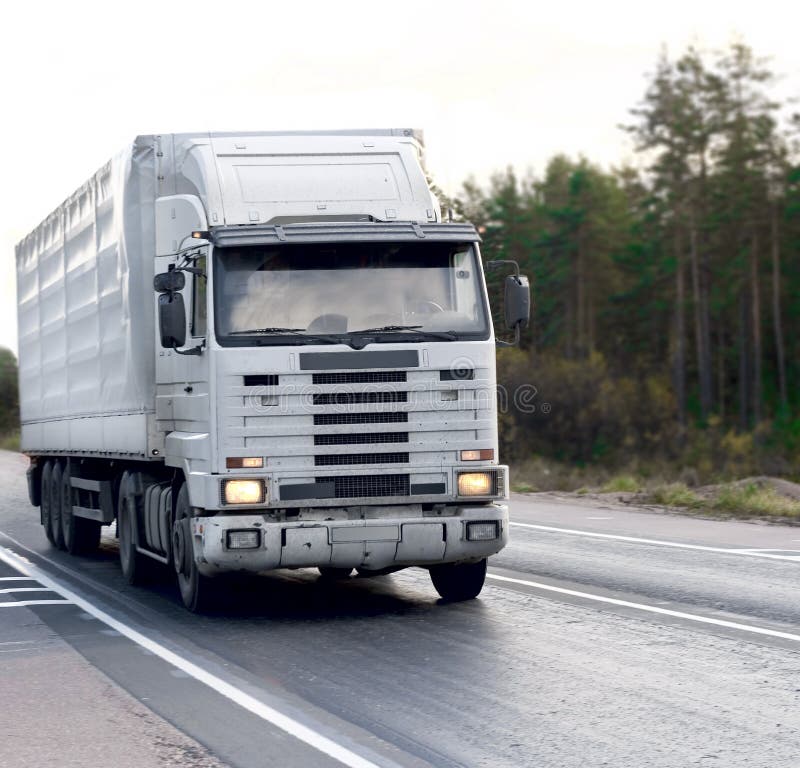 Blank white tractor trailer truck of