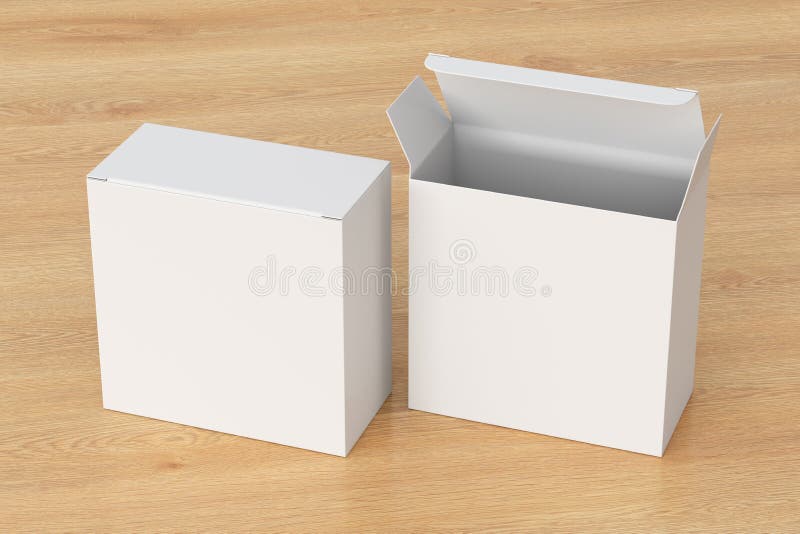 Download Blank White Wide Square Box With Open And Closed Hinged ...