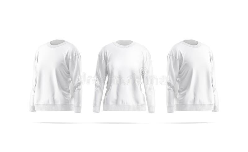 Blank White Women Sweatshirt Mockup, Front and Side View Stock ...