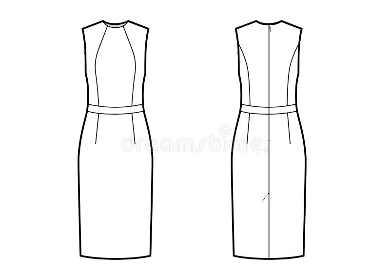 Blank Women Bodycon Vector Design Sleeveless. Back and Front Stock