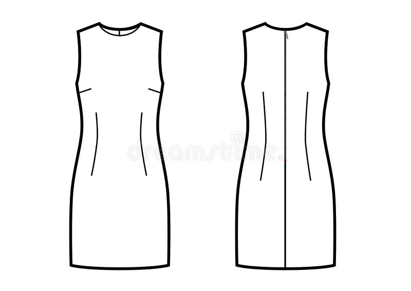 Premium Vector  Illustration of midi dress front and back fashion flat  sketch template