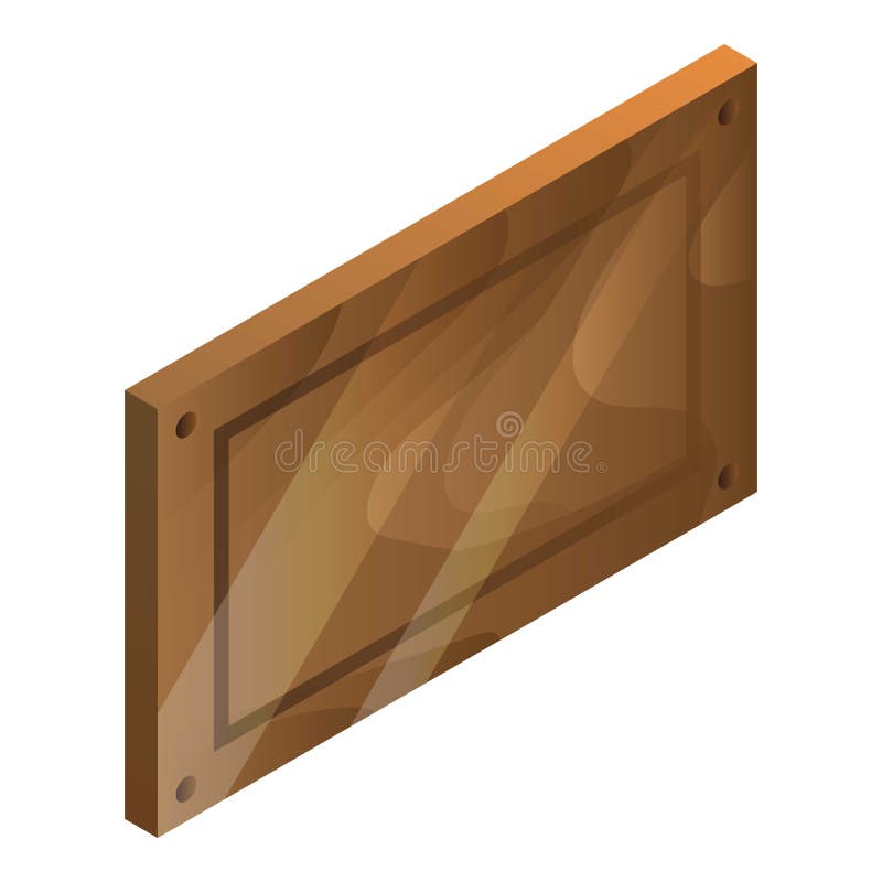 Blank wood panel icon, isometric style vector illustration