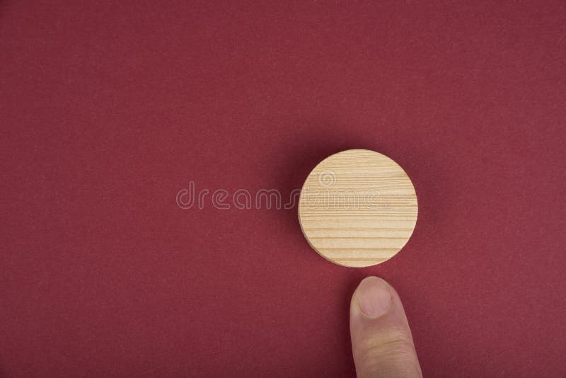 Blank Wooden Circle for Conceptual Sign on a Red Stock Photo Image of copyspace, wooden 199382528