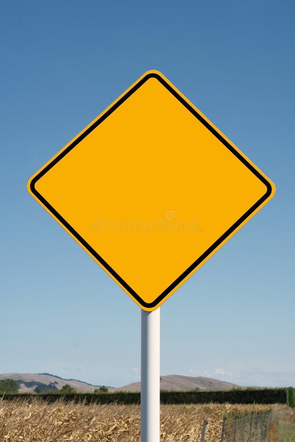 Blank yellow diamond road sign