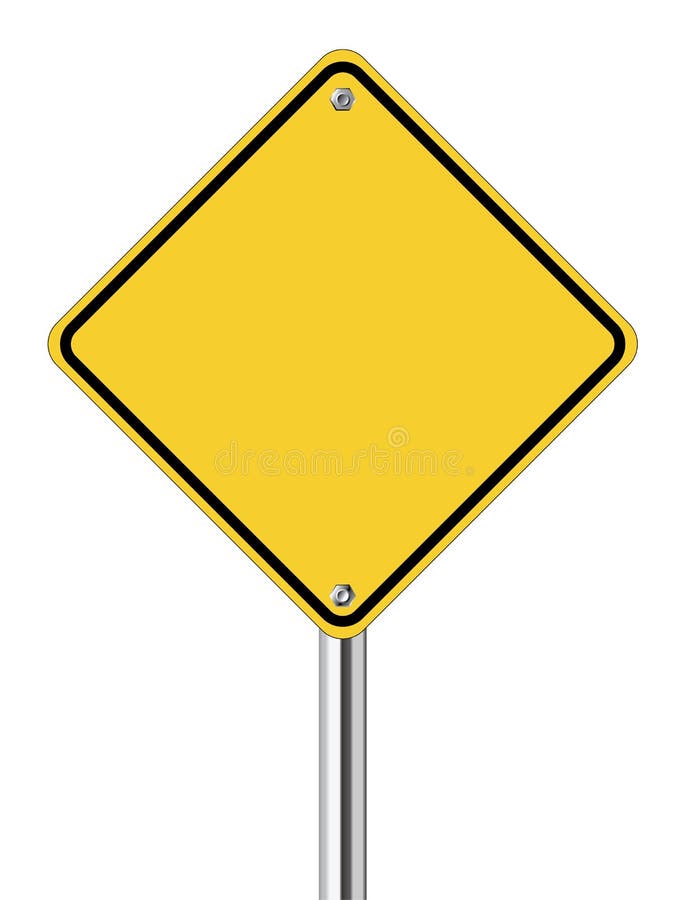 Blank yellow road sign stock illustration