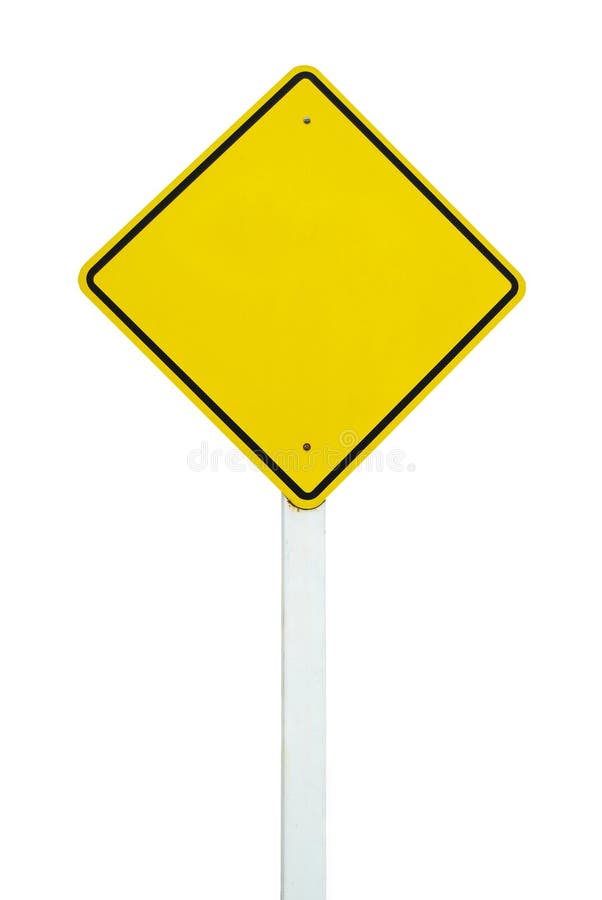 Blank yellow traffic sign isolated