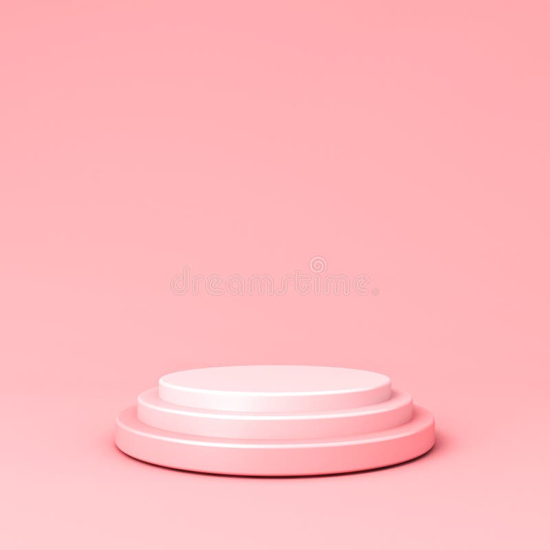 Blanka, rosa pastellfärger podium pedestal eller product display mockup showcase-plattform isolerad på den rosa pastellfärgväggen royaltyfri illustrationer