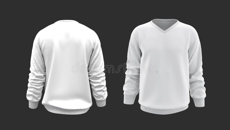 Blank V-neck Sweatshirt Mock Up in Front View Stock Illustration ...