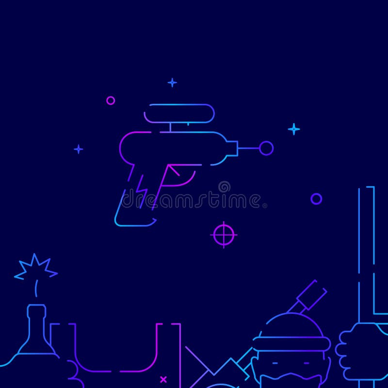 Blaster, Laser, Gan Game, Shot Ray and Flash, Vector Illustration
