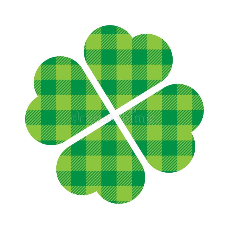 Blatt-Kleeikone des Shamrocks vier Grünes Holzfällermuster Heiliges Patricks-Tagessymbol stock abbildung Blatt-Kleeikone des Shamrocks vier Grünes Holzfällermuster Heiliges Patricks-Tagessymbol stock abbildung