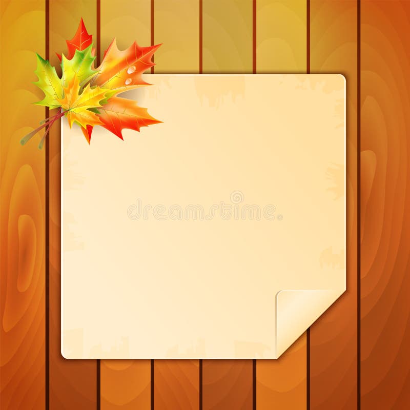 Blatt Papier verziert mit Herbstahornblättern stock abbildung Blatt Papier verziert mit Herbstahornblättern stock abbildung