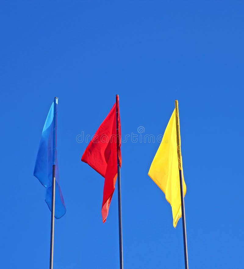 Blau Rot Und Gelbe Flaggen Stockbild Bild Von Flaggen Gelbe