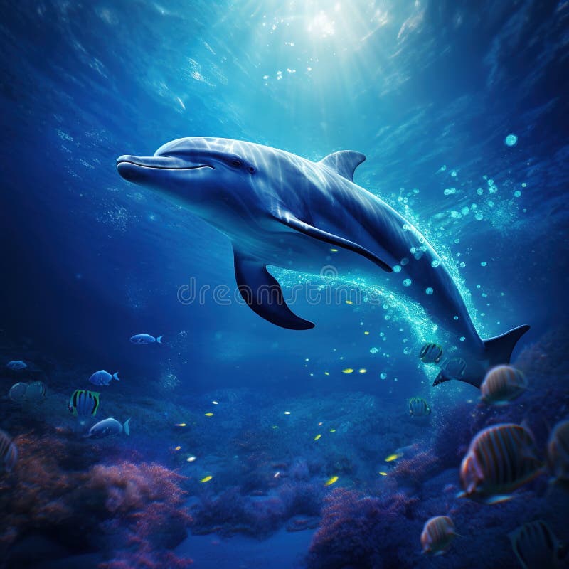 Blaue Delphin unter Wasser vektor abbildung